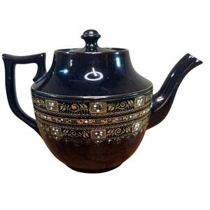 Vintage Gibson‎ Burke England Porcelain Teapot With Gold tone